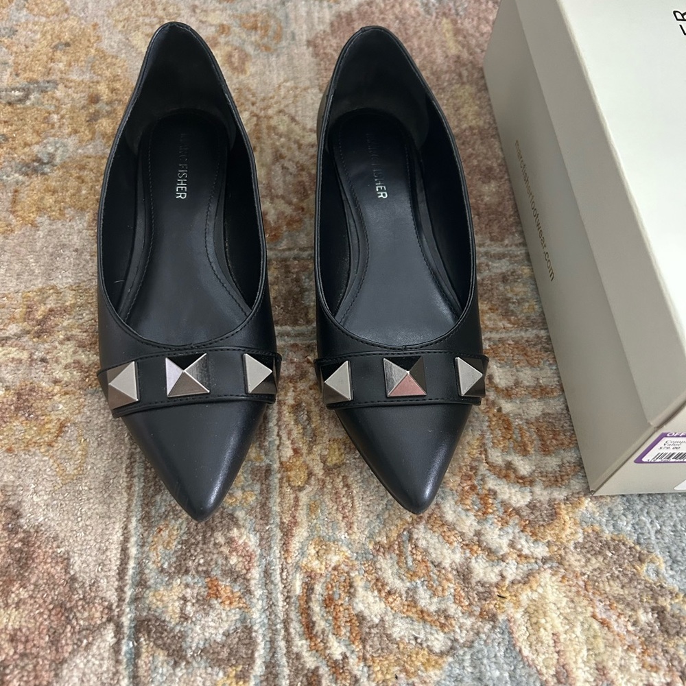 Marc Fisher Black Studded Flats
